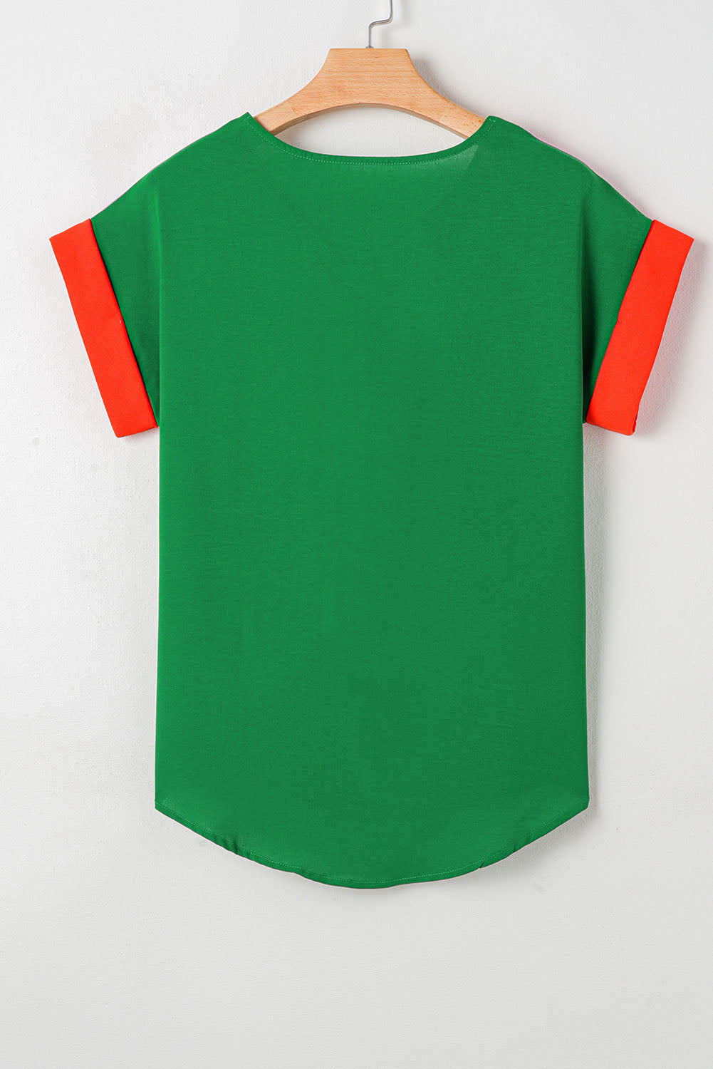 Rosarotes T-Shirt mit Farbblock und Reißverschluss vorne und Kontrastbesatz