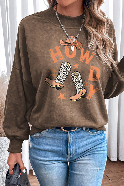 Braunes HOWDY Western Fashion Grafik-Sweatshirt