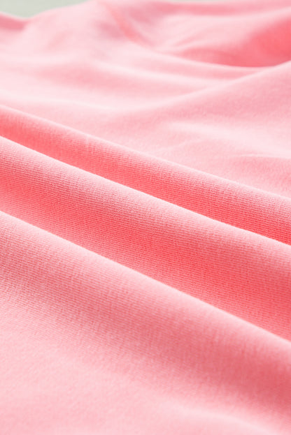 Rosa Sweatshirt mit Farbblock-Muster und Puffärmeln