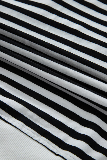 Weißes, gestreiftes, farbiges Block-Sweatshirt mit Rundhalsausschnitt und Knöpfen