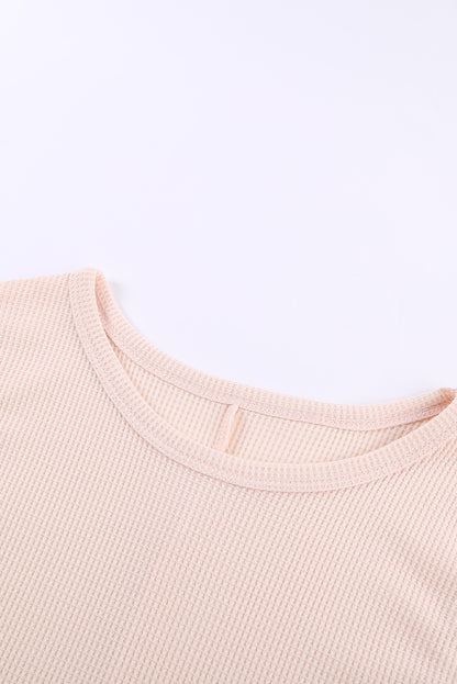 Apricot Crew Neck Waffle Tank Top
