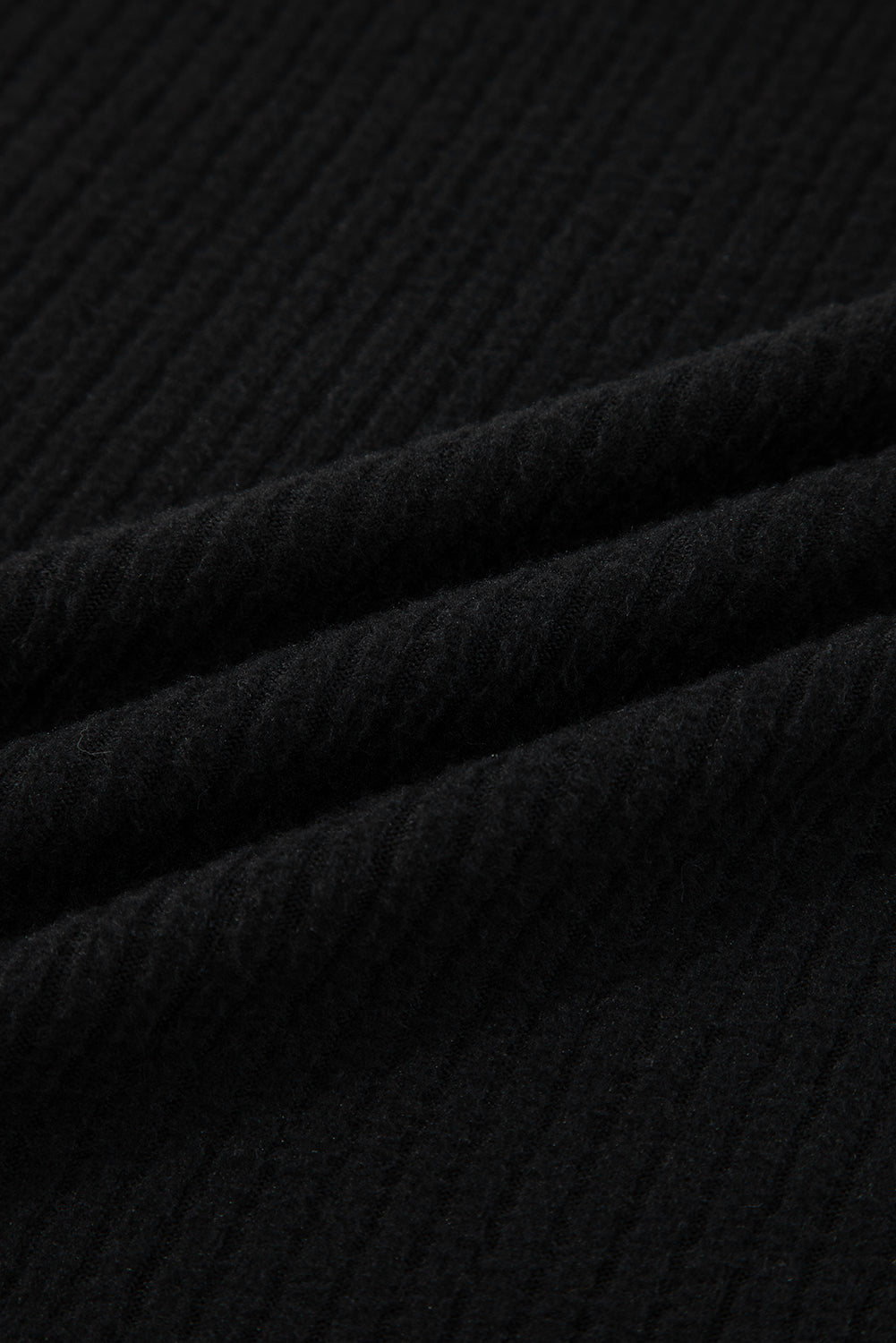 Black Ribbed Zip Stand Neck Drop Shoulder Pullover Bodycon Skirt 2pcs Set