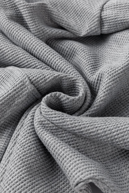 Grauer, übergroßer Kapuzenpullover mit Waffelstrick und Fleecefutter