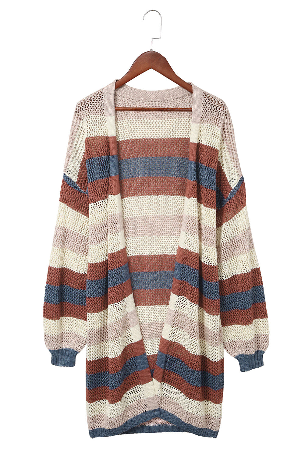 Blau gestreifte Strickjacke mit Farbblockdesign