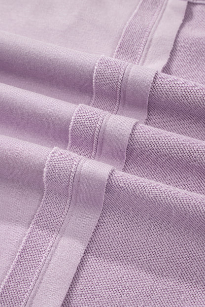 Sweatshirt mit geripptem Saum und sichtbaren Nähten im Orchid Petal-Strick-Häkelmuster