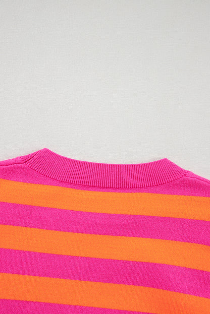 Pullover mit Rundhalsausschnitt und rosa Streifen