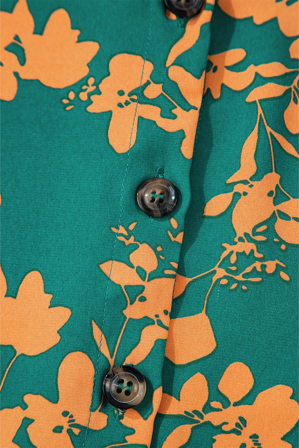 Grünes, fließendes, kurzes Tunika-Kleid mit Blumenmuster und Kordelzug