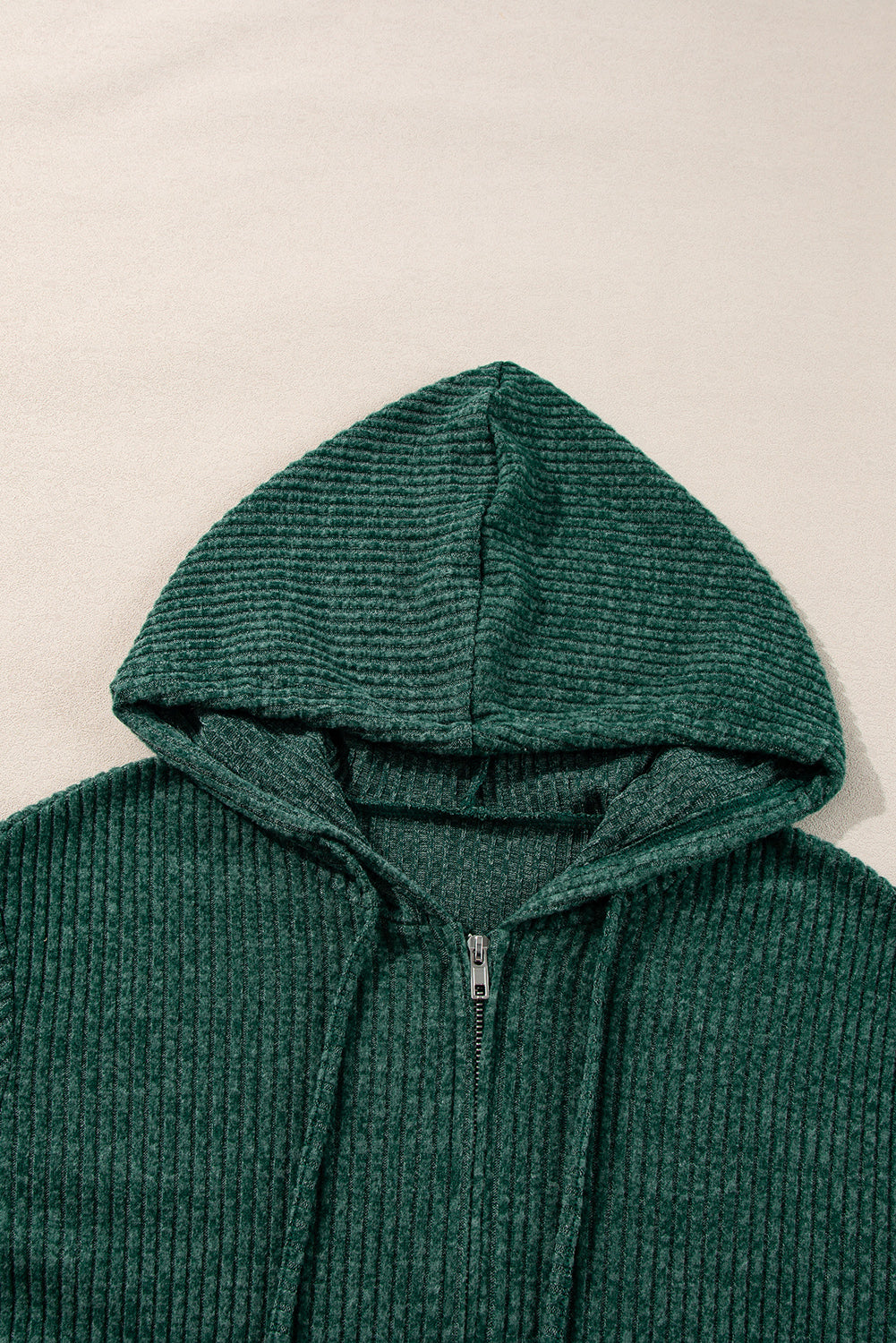 Evergreen – Gerippter Hoodie mit Reißverschluss vorne und Kordelzug
