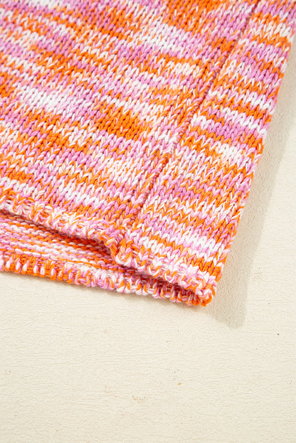 Orange Vibrant Abstract Print Drop Shoulder V Neck Tunic Oversized Sweater