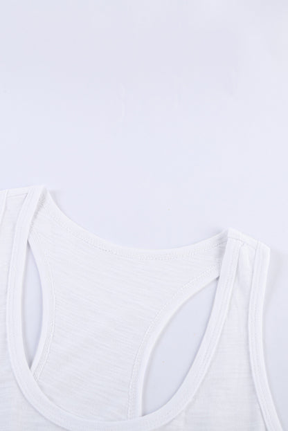 White Scoop Neck Basic Solid Tank Top