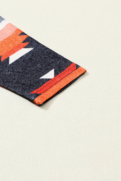 Orangefarbene Strickjacke mit Western-Tribal-Aztekenmuster