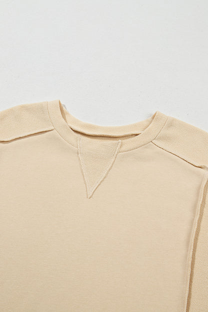 Beiges Pullover-Sweatshirt mit Rundhalsausschnitt