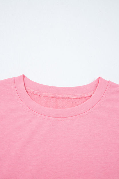 Sachet Rosa Tropfen Schulter Spitze Rüschen Ärmel Patchwork Lose Sweatshirt