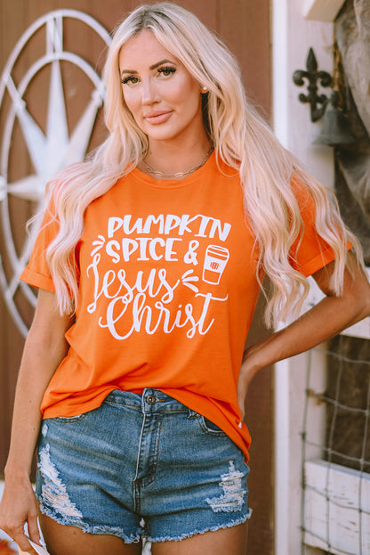 Oranges Kürbisgewürz &amp; Jesus Christus Grafik T-Shirt