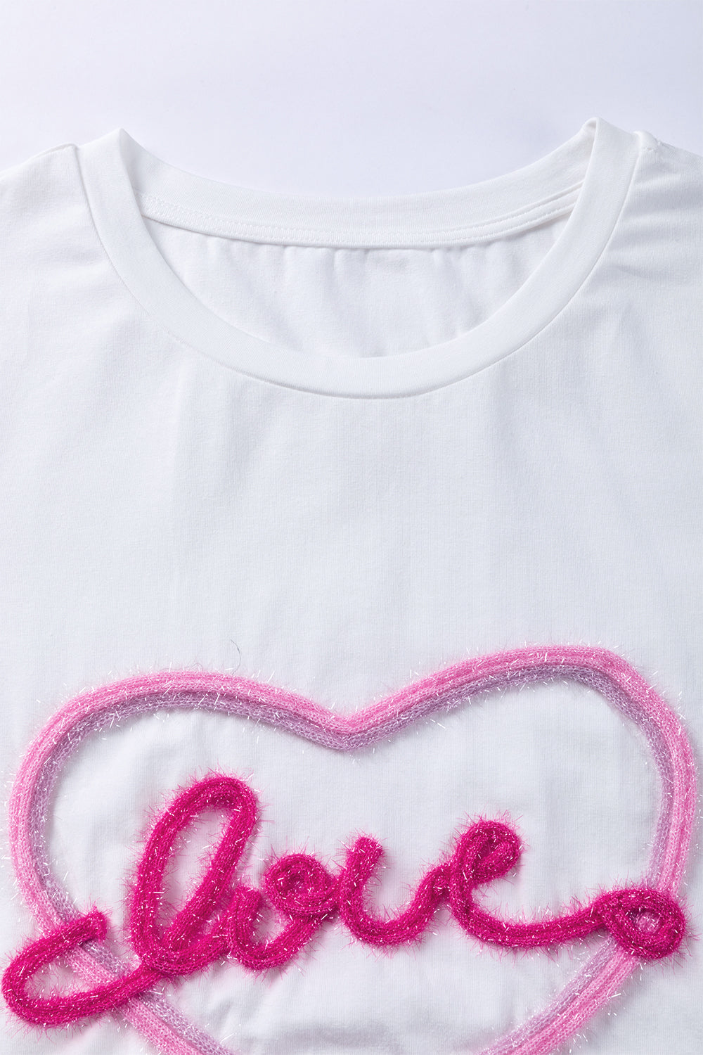 White Valentine Love Tinsel Graphic T-shirt