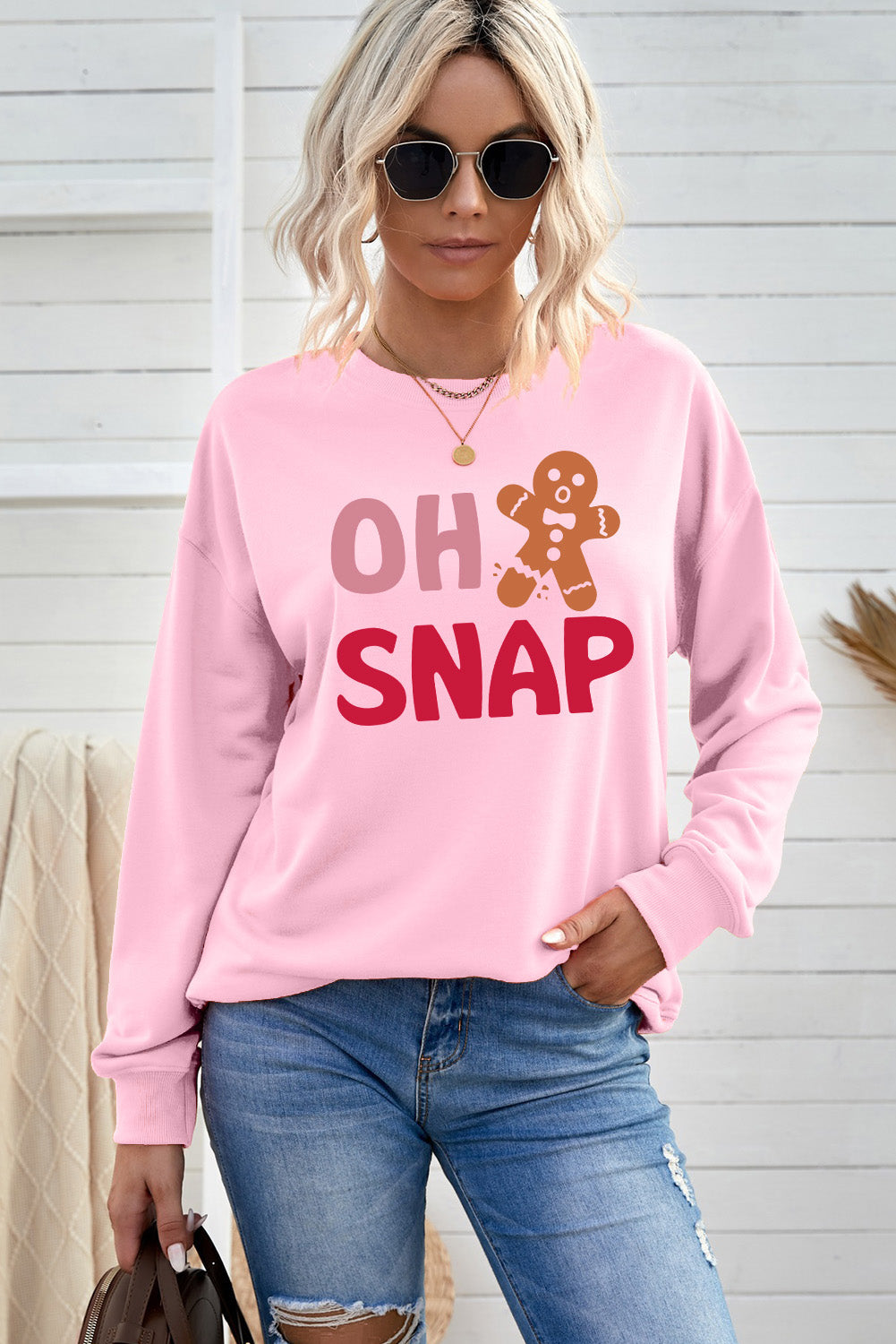 Rosa OH SNAP Lebkuchenmann Weihnachten Pullover