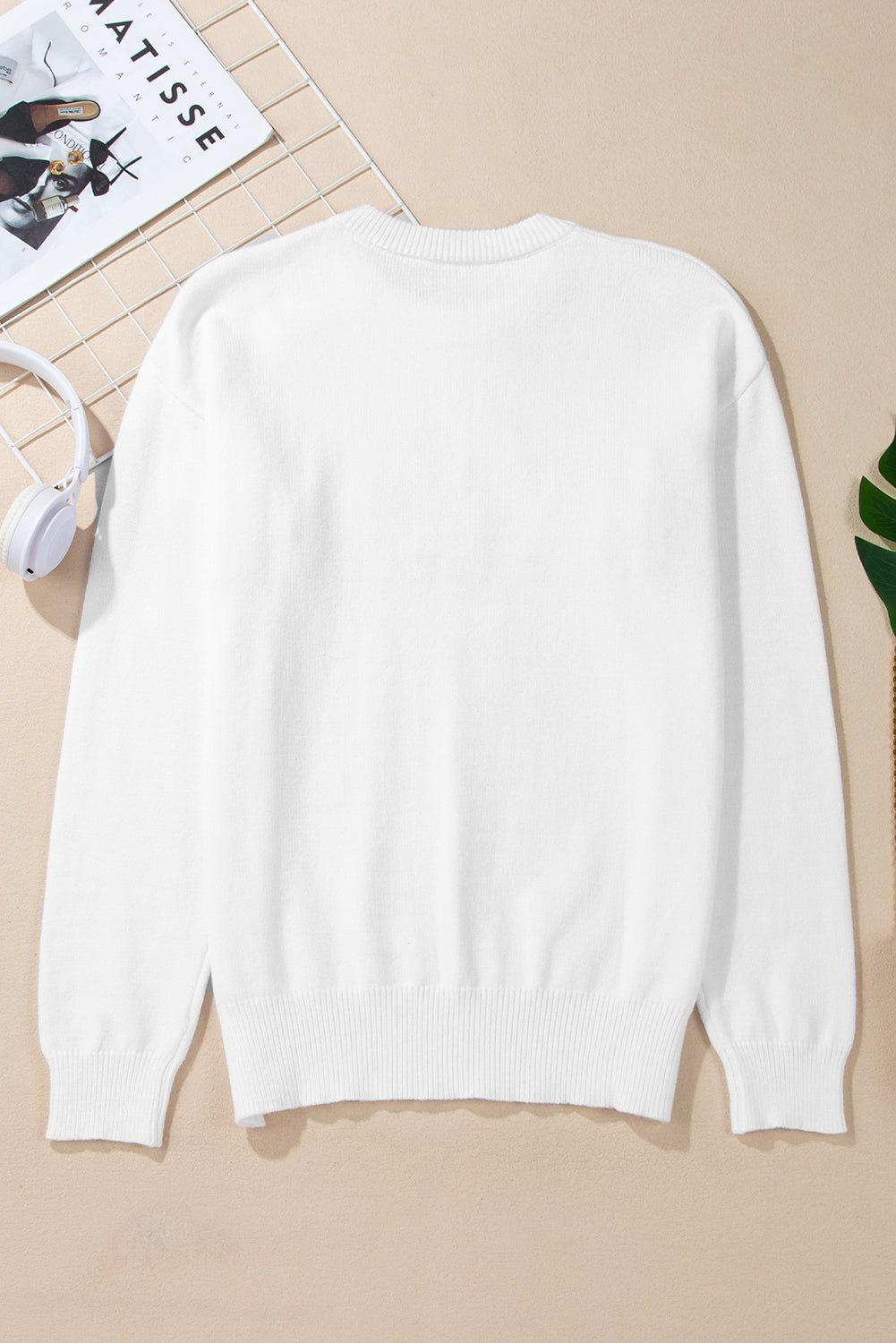 Weißer Pullover mit Stickerei „Thankful Ivory“