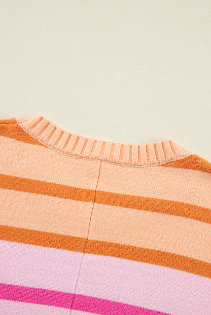 Mehrfarbiger, lässiger Pullover mit Farbverlauf und geripptem Rand