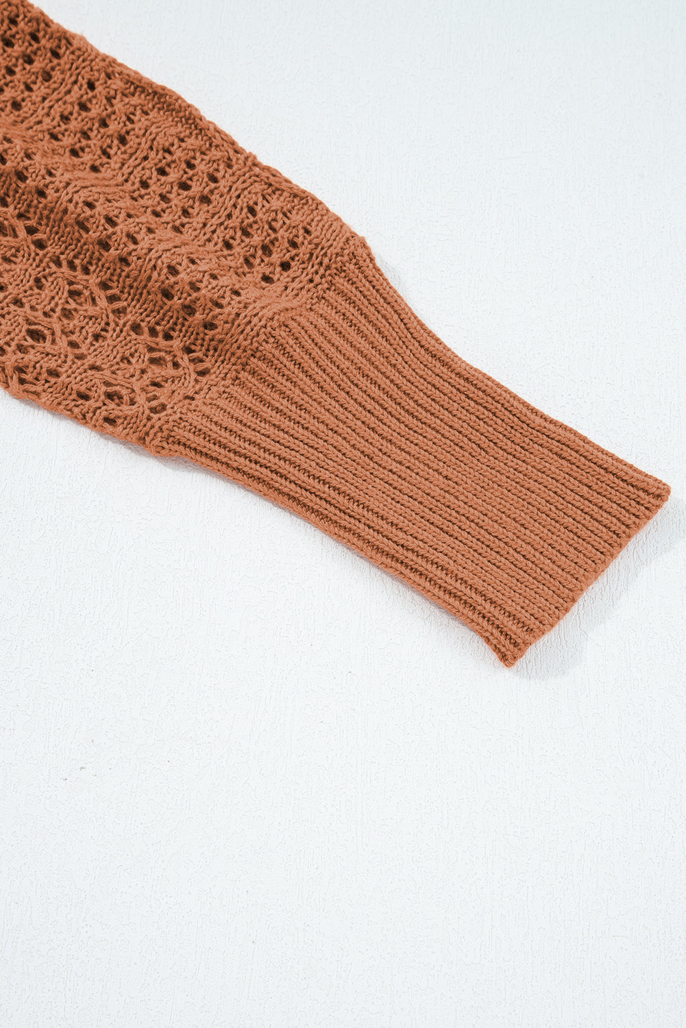 Redwood Burl Mix Pattern Hollowed Knit Open Front Cardigan