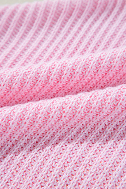 Rosafarbener Merry &amp; Bright Pop-Up-Waffel-Strickpullover mit Buchstaben