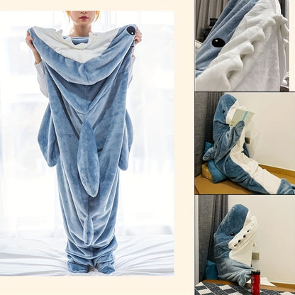 Adult Shark Onesie Blanket: Super Soft Cosy Flannel
