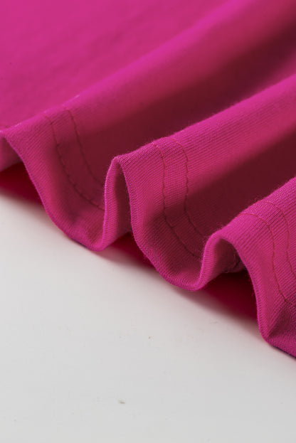 Kurzärmliges T-Shirt mit Rüschen und Netzstoff in Rosa