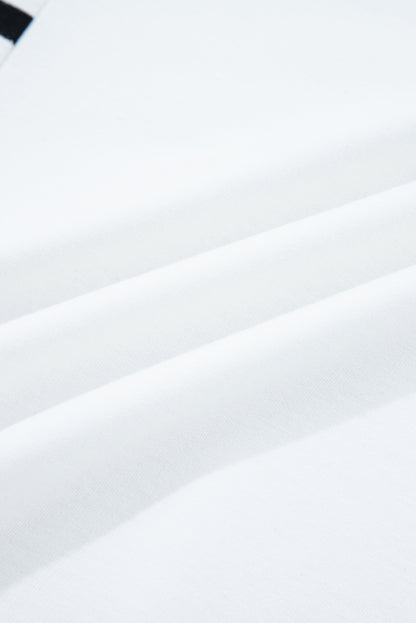 White Stripe Colorblock Patchwork Contrast Stitching Oversize Sweatshirt