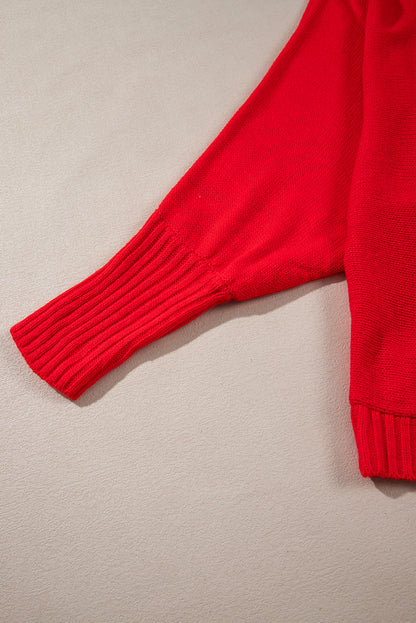 Racing Red Valentine Love Letter bestickter Pullover mit Stehkragen