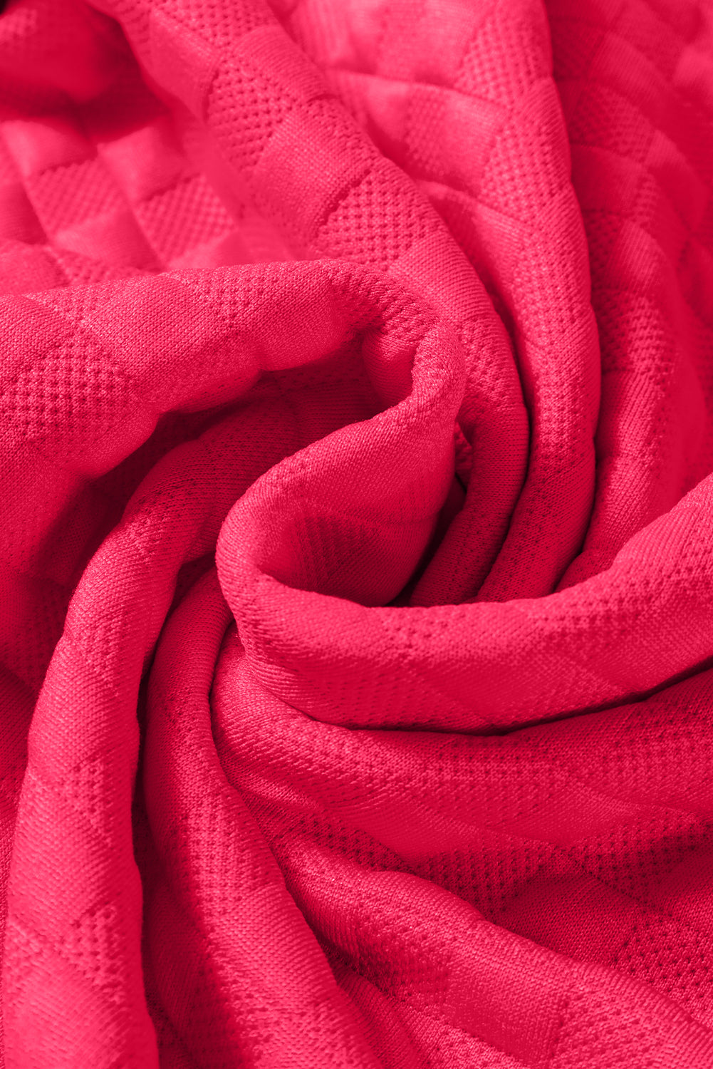 Erdbeerrosa kariertes, strukturiertes Pullover-Oberteil und Hose-Set mit Schlitz