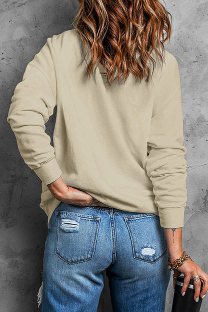 Khakifarbenes Sweatshirt mit Mardi Gras-Pailletten-Stickerei