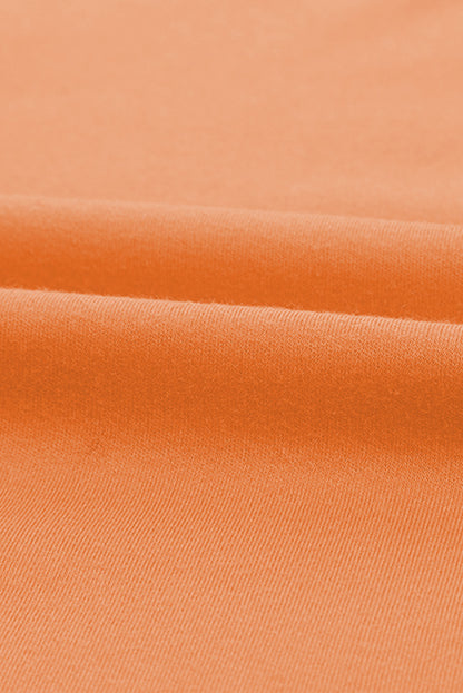 Orangefarbenes, schlichtes Langarm-Top mit Rundhalsausschnitt
