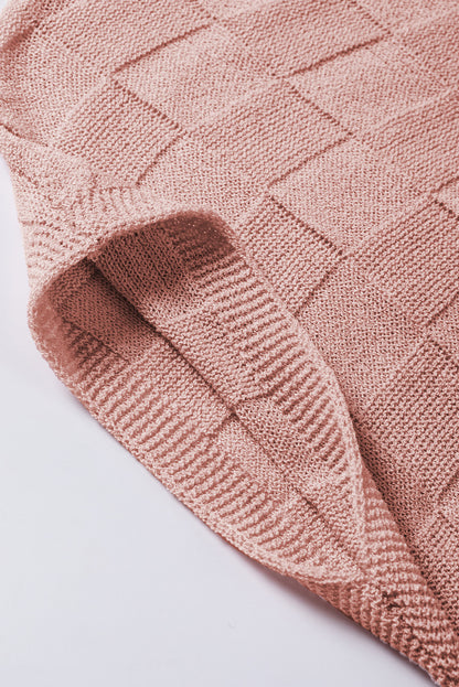 Staubrosa Strickpullover mit Gitterstruktur und kurzen Ärmeln