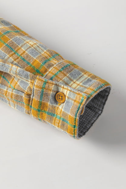 Hemdjacke mit Knopfleiste und Stickerei-Patch in Ingwer-Karo