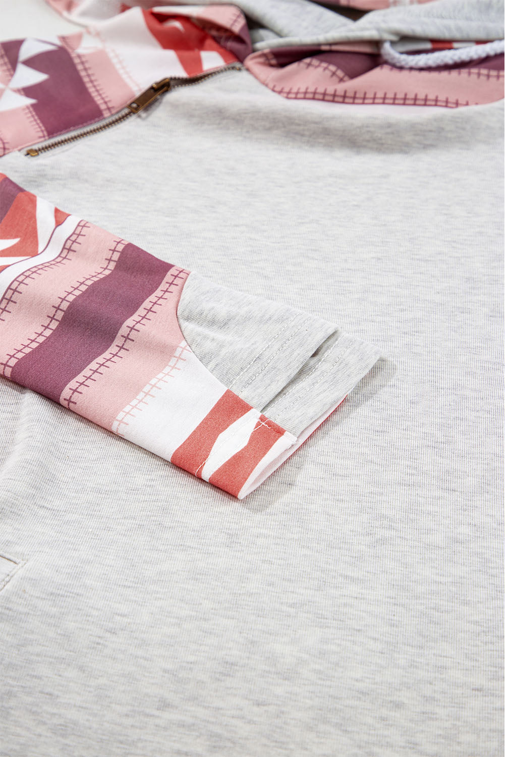 Patchwork-Hoodie mit Doppelkapuze im Western-Azteken-Print