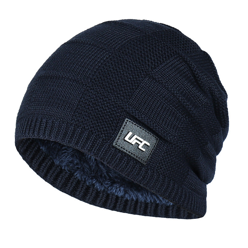 Knitted Hat Male Plush Wool Outdoor Pullover