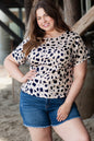Khaki Leopard Print Twist Open Back Plus Size Top