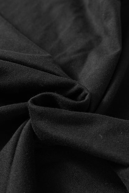 Schwarzes, einfarbiges Basic-Tunika-T-Shirt mit Rundhalsausschnitt