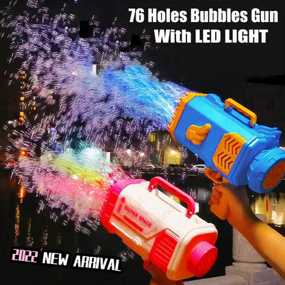 Seifenblasenpistole Rakete 69 Löcher Seifenblasen Maschine Gun Form Automatisches Gebläse mit Licht Spielzeug für Kinder Pomperos