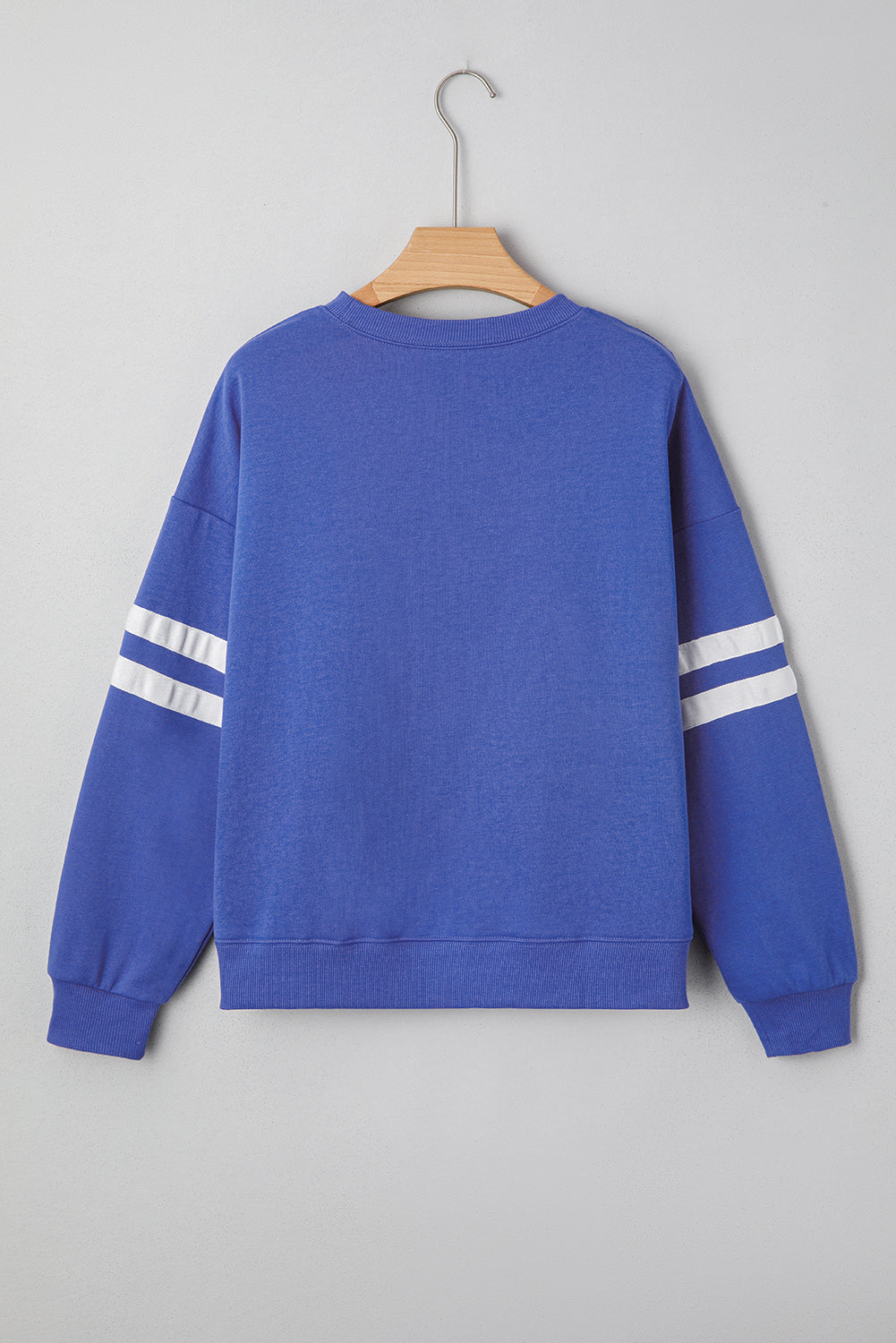 Sky Blue Varsity Striped Detail Drop Shoulder Oversized Sweatshirt