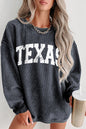 Graues Pullover-Sweatshirt mit Kordelzug und TEXAS-Grafik