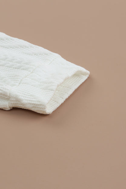 White Cowl Neck Textured Sweatshirt