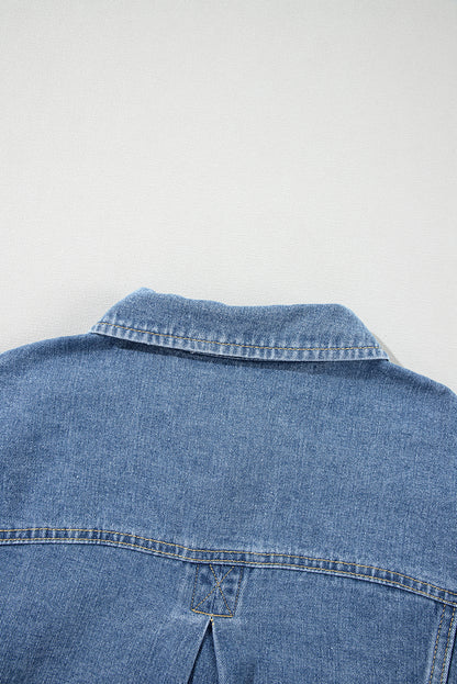 Wild Wind Washed Oversize-Jeansjacke mit Taschen