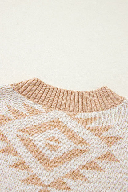 Apricot – Lockerer Pullover mit Western-Azteken-Print in Übergröße