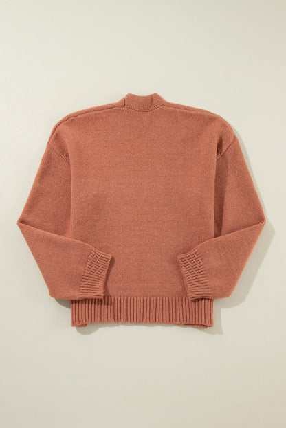 Kurzer Cardigan mit überschnittenen Schultern und offener Vorderseite in Hellbeige