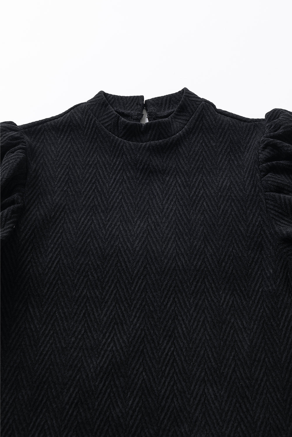 Schwarze Bluse mit Stehkragen und Puffärmeln
