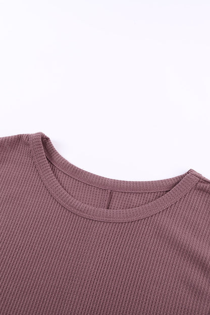 Rust Fiery Red Crew Neck Waffle Tank Top