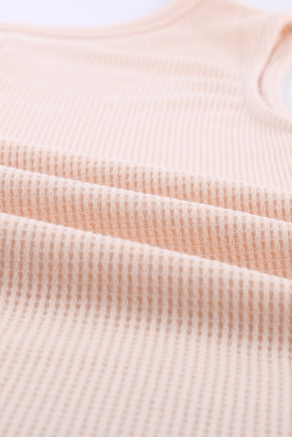 Apricot Crew Neck Waffle Tank Top