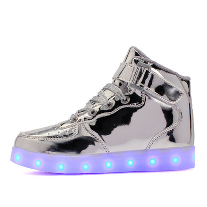 Children's Luminous Velcro Casual High-Top Charging Light Up Shoes