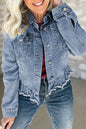 Beau Blue – Jeansjacke mit Rüschen und Klapptaschen