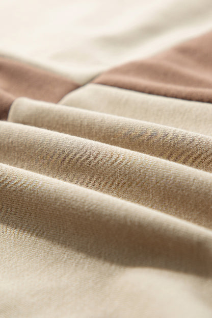 Parchment – Henley-Sweatshirt mit Farbblockdesign und hohem Bund in Übergröße